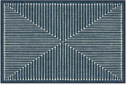 RUGGABLE x Jonathan Adler Machine Washable Modern Area Rug – Inkdrop Lapis Blue 2x3, Stain-Resistant, Non-Slip – Small Rugs for Living Room, Bedroom, Hallway, Entryway & Bathroom–with Cushioned Pad