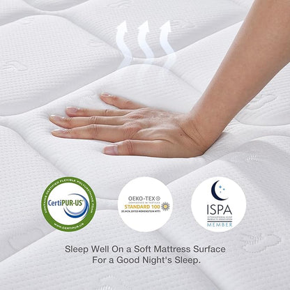 Novilla King Size Mattress, 10 Inch Hybrid King Mattress in a Box, Pocket Innerspring Hybrid Mattresses for Motion Isolation, Pressure Relief & Enhanced Edge Support, Medium Firm Feel