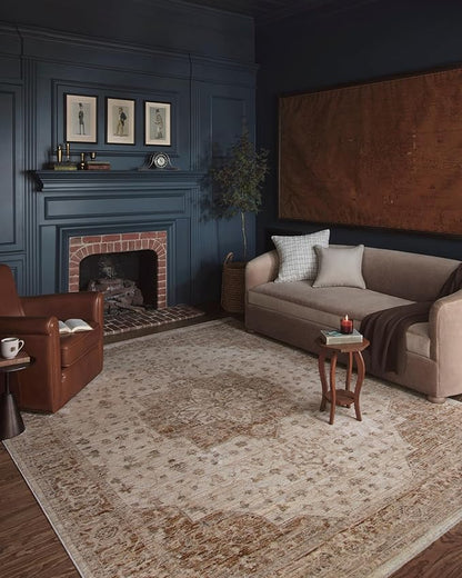 Loloi Magnolia Home by Joanna Gaines Junie Collection JUE-04 Natural/Clay 5'-3" x 5'-3", .38" Pile Height, Round Area Rug