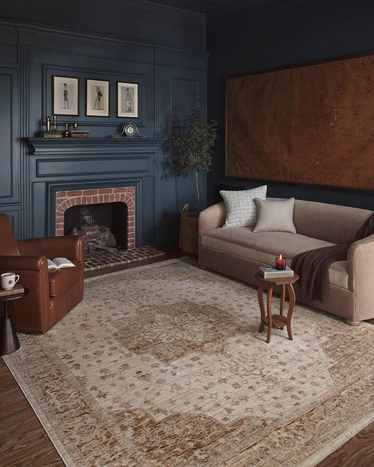 Loloi Magnolia Home by Joanna Gaines Junie Collection JUE-04 Natural/Clay 7'-10" x 10'-2", .38" Pile Height, Area Rug