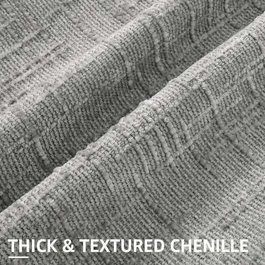 decorUhome Neutral Grey Chenille Throw Pillow Covers 26x26 Set of 2 Thick Textured Slubby Couch Pillow Covers Farmhouse Accent Modern Neutral Decorative Pillow Cases for Bed Sofa Living Room