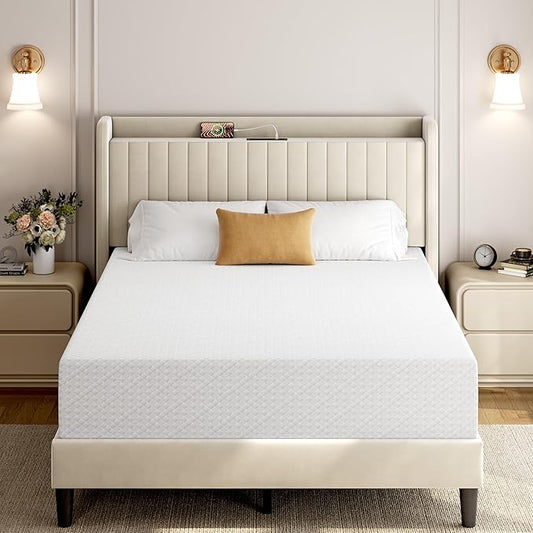 Yaheetech 12 Inch Queen Mattress 3 Foam Layer Cooling Gel Memory Foam Mattresses, Green Tea for Fresher Sleep, Medium Firm, CertiPUR-US Certified, No Fiberglass, Queen Size Mattress in a Box