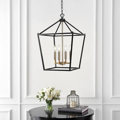 JONATHAN Y JYL7437D Pagoda Lantern Dimmable Adjustable Metal LED Pendant Classic Traditional Farmhouse Dining Room Living Room Kitchen Foyer Bedroom Hallway, 16 in, Oil Rubbed Bronze