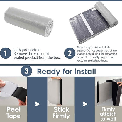 Nestl Upholstered King Headboard - Easy Assemble Channel Stitched Headboard King Size Bed - Wall Mounted Headboards with 3D Soundproof Wall Panels Peel & Stick Floating Headboards, Silver