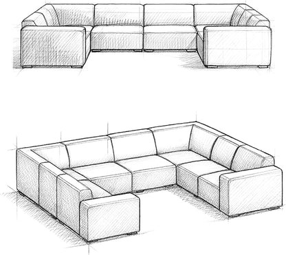 SIMPLIHOME Rex U-Shaped Sectional Modular Sofa in Full-Grain Genuine Leather, Caramel Brown, 144-inches Wide, Handcrafted Modern-Style Large Leather Couch for Living Room