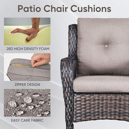 10-Piece Outdoor Patio Cushion Set - Fade & Water Resistant with Removable Olefin Cover, 22x24x4 Inch Memory Foam Cushions for Wicker Sectional Sofa – Grey/Buckle
