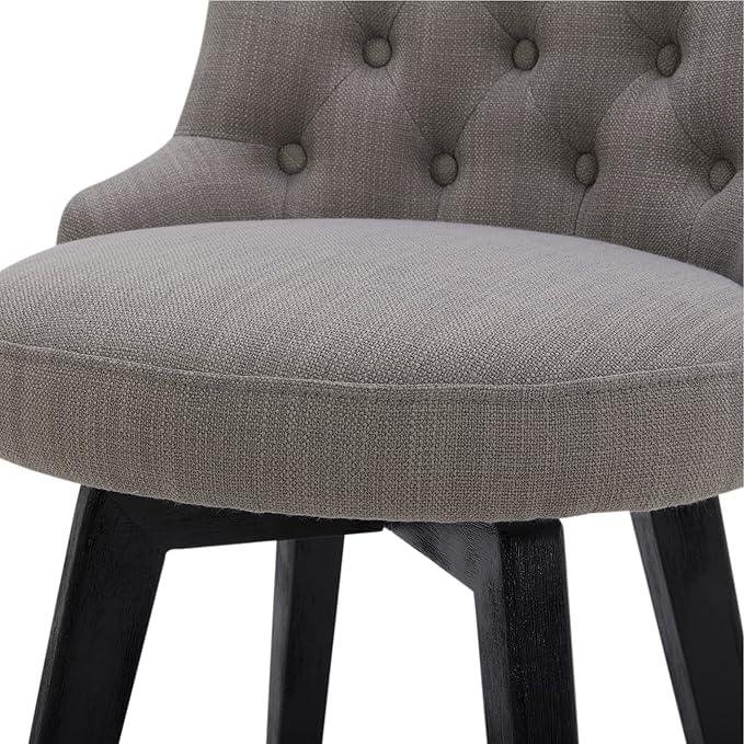 Watson & Whitely Counter Height Bar Stools Set of 3, Performance Fabric Upholstered Modern Swivel Barstool with Back, Solid Wood Legs, 26" H Seat, Flint Grey