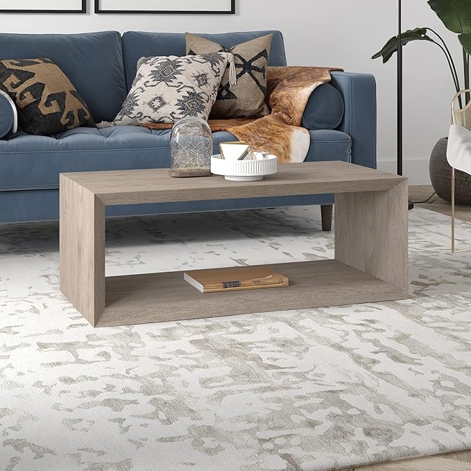 Henn&Hart Osmond Coffee Table, 48" Wide,Grey