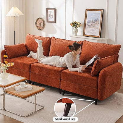 104'' Modular Sectional Sofa with All Seats Storage, Oversized U Shaped Couch for Living Room,3-Seater Comfy Cloud Couches with Movable Ottoman,Big Sectional for Bedroom,Velet,Orange