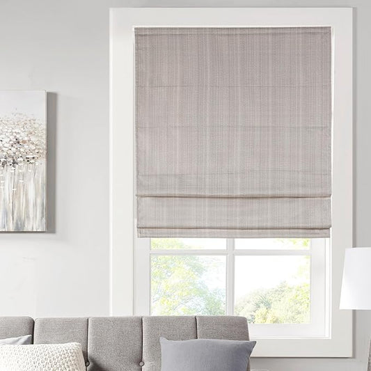 Madison Park Galen Cordless Roman Shade, 35"W x 64"H, Sheen Taupe – Room Darkening, Thermal Insulated, Energy Efficient Window Blind with Subtle Sheen Basketweave Fabric for Privacy