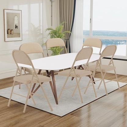 Khaki Folding Chairs 20 Pack with Padded Cushion and Back, Portable Duty Metal Frame Commercial Seat, Foldable Indoor Outdoor Chairs for Office Party Events Kitchen Dinning Wedding, 330-LBS Capacity