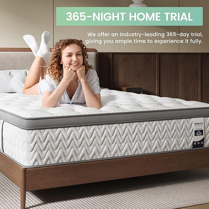 Queen Mattress 10 Inch, 5-Zone Deep Sleep Firm Mattress with Extra Lumbar & Shoulder Support, Hotel Collection Hybrid Mattresses Pain Relief - Fiberglass Free - No Odor - 365 Night Trial
