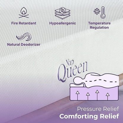 NapQueen Full Mattress, 6 Inch Charcoal Memory Foam Mattress, Full Bed Mattress in a Box, CertiPUR-US Certified, Medium Firm, Breathable Soft Fabric Cover, White