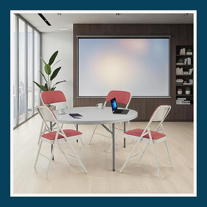 OEF Furnishings OEF2200 Series Heavy-Duty Premium Fabric Padded Upholstery Double-Hinged Folding Chairs (4-Pack, Crimson Red/Gray)