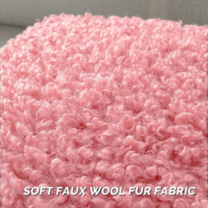 FUTEI Pink Decorative Throw Pillow Covers 24x24 Inch Set of 2,Soft Fluffy Faux Wool Fur Boucle Textured European Cushion Case,Modern Home Decor for Couch Bed Living Room Office