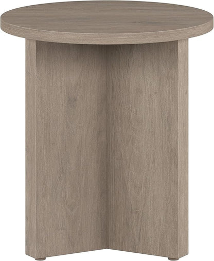 Henn&Hart 20" Wide Round Side Table in Antiqued Gray Oak, for Home, Living Room, Bedroom, Entertainment Room or Office