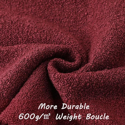 FUTEI Pack of 2 Burgundy Decorative Throw Pillow Covers 22x22 Inch Soft Cozy Solid Boucle Textured Cushion Case,Modern Home Decor for Couch Bed Living Room