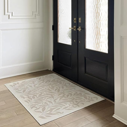 RUGGABLE x Morris & Co Machine Washable Area Rug – Pure Willow Boughs Natural 4x6, Stain-Resistant, Non-Slip – Medium Rugs for Living Room, Bedroom, Hallway, Entryway & Office–with Cushioned Pad