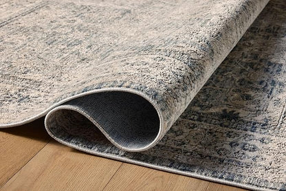 Loloi Teagan Collection TEA-04 Sky/Natural 6'-7" x 9'-2" Area Rug, Large, Soft Neutral Rug, High-Traffic for Living Room, Bedroom, Home Office, Dining Area