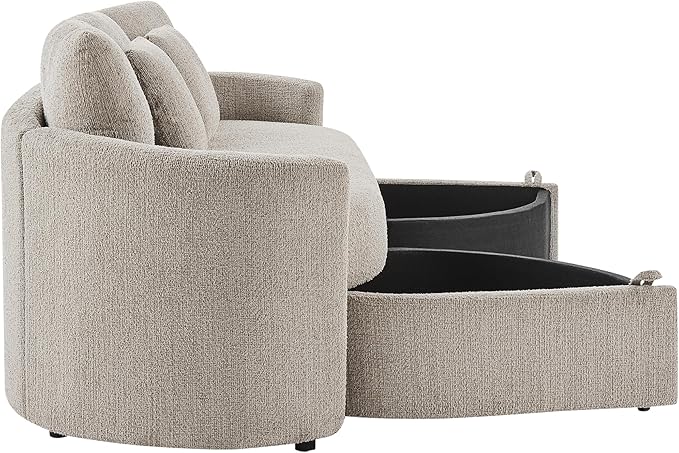 Studio Living® Beckett 92" Storage Sofa, Modern Farmhouse, Pocket Coil Comfort, Easy Assembly, Chenille Fabric, Taupe