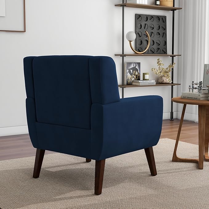 Accent Chair, Modern Velvet Arm Chair for Living Room, Bedroom, Comfy High-Resilient Sponge Reading Chair for Small Spaces （Velvet Royal Blue, Set of 2