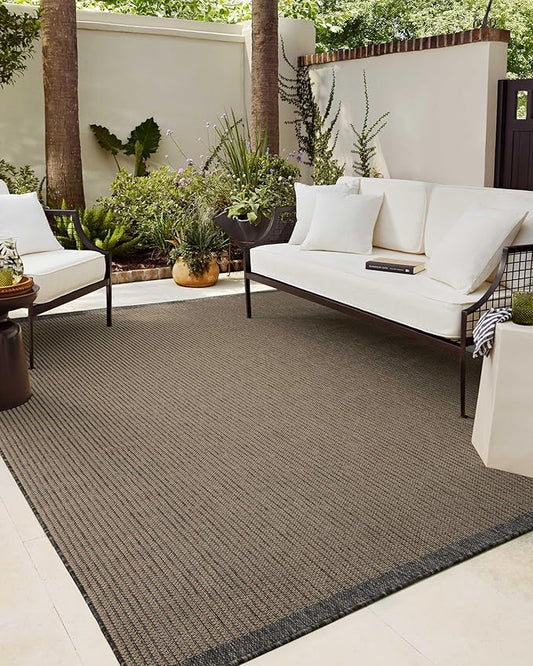 Loloi Chris Loves Julia Providence Collection PRC-03 Wheat/Charcoal 6'-3" x 9'-2", .12" Pile Height, Indoor/Outdoor Area Rug