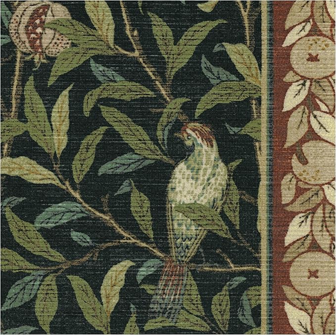 RUGGABLE x Morris & Co Washable Area Rug – Pomegranate Blue Green 8x10, Stain-Resistant, Non-Slip – Large Machine Washable Rugs for Living Room, Bedroom, Hallway, Entryway & Office–with Cushioned Pad