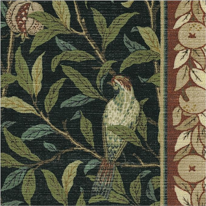RUGGABLE x Morris & Co Washable Area Rug – Pomegranate Blue Green 3x5, Stain-Resistant, Non-Slip – Small Machine Washable Rugs for Living Room, Bedroom, Hallway, Entryway & Office–with Cushioned Pad