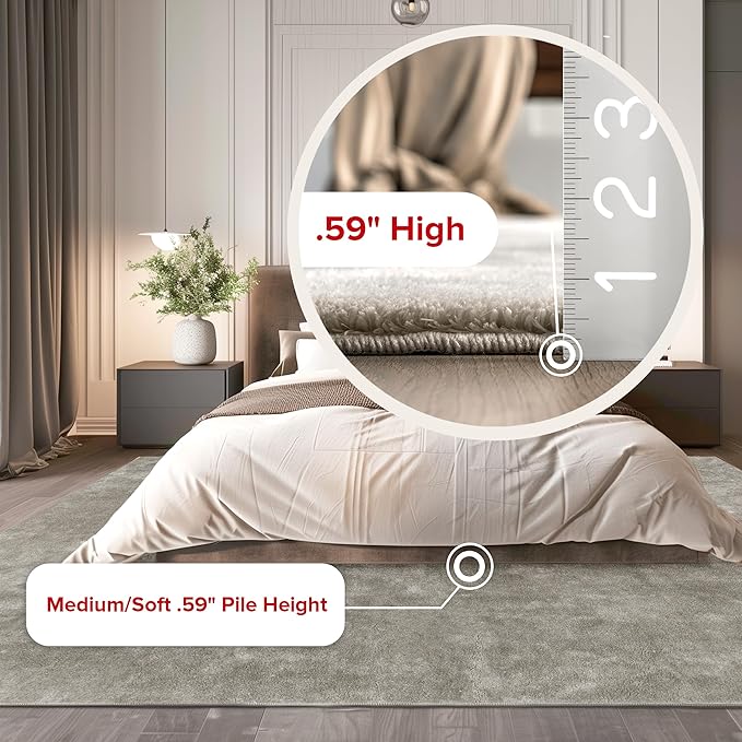 nuLOOM 2' x 6' Cozy Plush Area Rug, Machine Washable, Non-Slip, Soft Fluffy Shag Carpet for Living Room Bedroom Kids Room Nursery Home Decor, Loni Beige