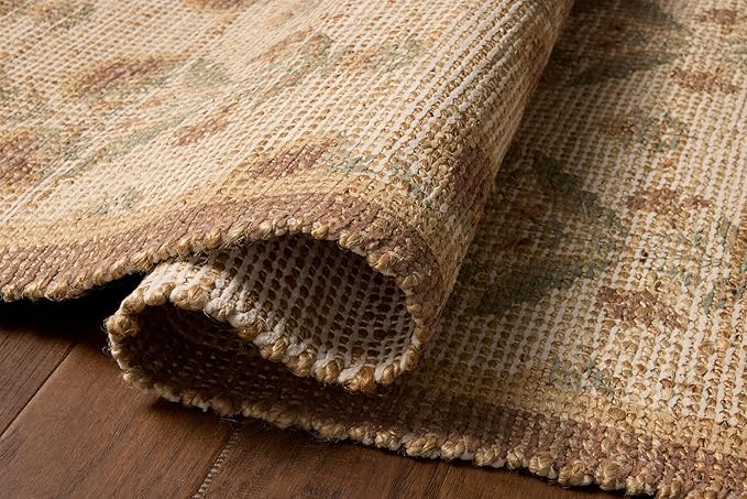 Loloi Chris Loves Julia Rue Collection RUE-01 Wheat/Sage 5'-0" x 7'-6" Area Rug Jute Neutral Floral Living Room Bedroom Rug