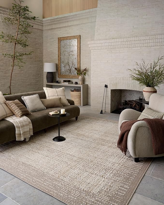 Loloi Amber Lewis Bexley Collection BEX-06 Natural/Taupe 9' x 13' Area Rug Neutral, Textured, Living, Bedroom, Dining, Carpet