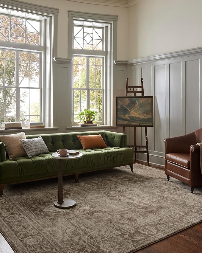 Loloi Magnolia Home by Joanna Gaines Mona Collection MOA-01 Cocoa/Stone 3'-7" x 5'-7" Accent Rug