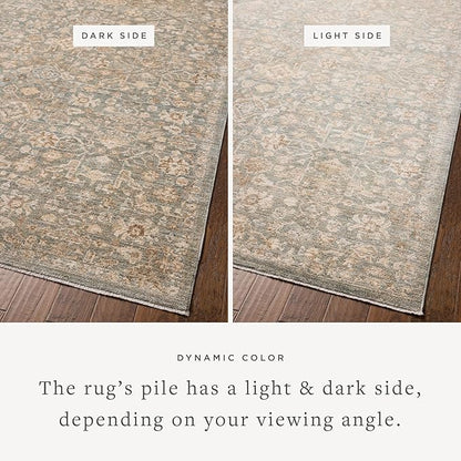 Loloi Chris Loves Julia Palma Collection PLM-05 Blue/Natural 2'-7" x 12'-0" Runner Rug Vintage Style Boho Living Room Bedroom Carpet