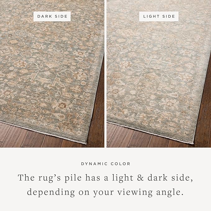 Loloi Chris Loves Julia Palma Collection PLM-05 Blue/Natural 5'-3" x 7'-6" Area Rug Vintage Style Boho Living Room Bedroom Carpet
