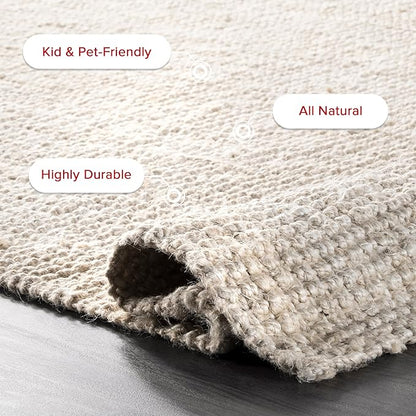 nuLOOM Ashli Solid Farmhouse Jute Area Rug, 3x5, Off-white