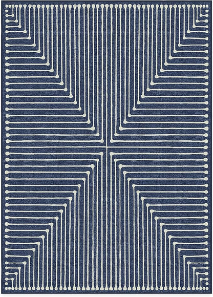 RUGGABLE x Jonathan Adler Machine Washable Modern Area Rug – Inkdrop Lapis Blue 10x14, Stain-Resistant, Non-Slip – Large Rugs for Living Room, Bedroom, Hallway, Entryway & Office–with Standard Pad
