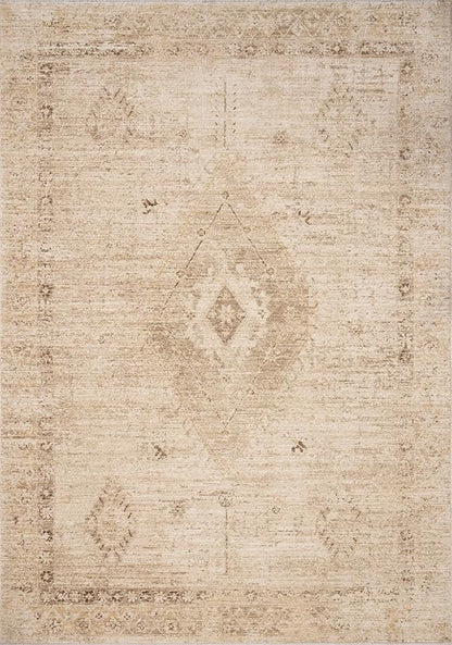 Loloi Chris Loves Julia Palma Collection PLM-06 Natural/Smoke 2'-7" x 7'-6" Fringe Runner Rug Vintage Style Boho Living Room Bedroom Carpet