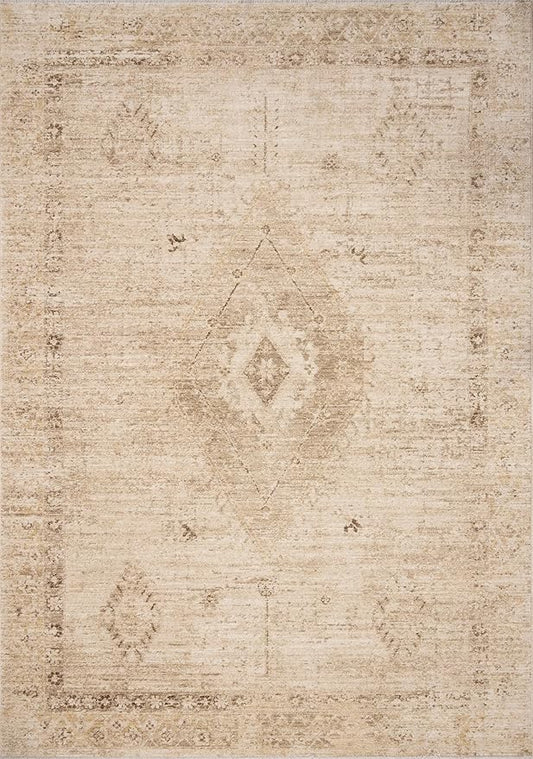 Loloi Chris Loves Julia Palma Collection PLM-06 Natural/Smoke 3'-6" x 5'-6" Fringe Accent Rug Vintage Style Boho Living Room Bedroom Carpet