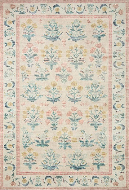 Loloi Rifle Paper Co. Eden Collection EDE-01 Mughal Rose Blush 7'-6" x 9'-6" Area Rug feat. CloudPile™