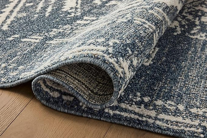 Loloi Magnolia Home by Joanna Gaines Gigi Collection GIG-03 Denim/Ivory 6'-7" x 9'-2" Area Rug