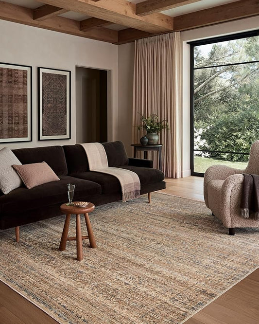 Loloi Amber Lewis Molly Collection MOL-01 Natural/Denim 3'-0" x 5'-0" Low Pile Accent Rug