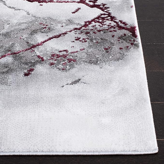 SAFAVIEH Craft Collection Accent Rug - 2'7" x 5', Grey & Wine, Modern Abstract Design, Non-Shedding & Easy Care, Ideal for High Traffic Areas in Entryway, Living Room, Bedroom (CFT877S)