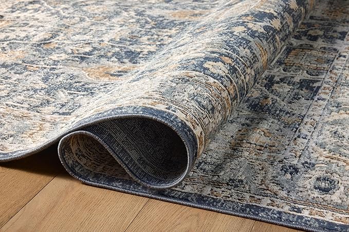 Loloi Teagan Collection TEA-03 Denim/Pebble 2'-8" x 4' Accent Rug, Large, Soft Neutral Rug, High-Traffic for Living Room, Bedroom, Home Office, Dining Area
