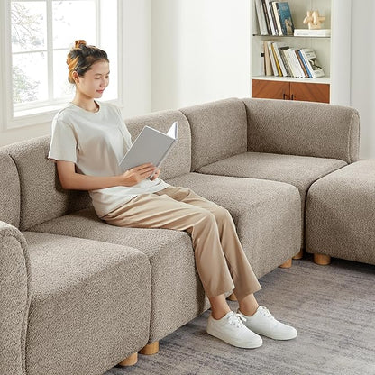 VANOMi Oversized Modular Sectional Sofa, U-Shaped Sectional Couches for Living Room, 6 Seats Modular Sofa with Reversible Chaises, Camel