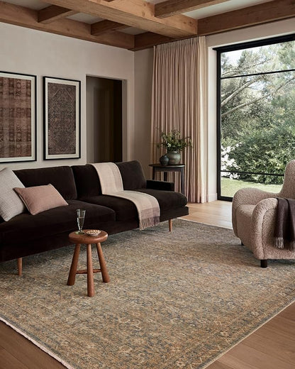 Loloi Amber Lewis Molly Collection MOL-02 Denim/Gold 11'-6" x 15'-6" Low Pile Area Rug