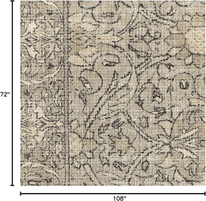 RUGGABLE x Morris & Co Washable Area Rug – Montreal Natural Stone 6x9, Stain-Resistant, Non-Slip – Medium Machine Washable Rugs for Living Room, Bedroom, Hallway, Entryway & Office–with Cushioned Pad