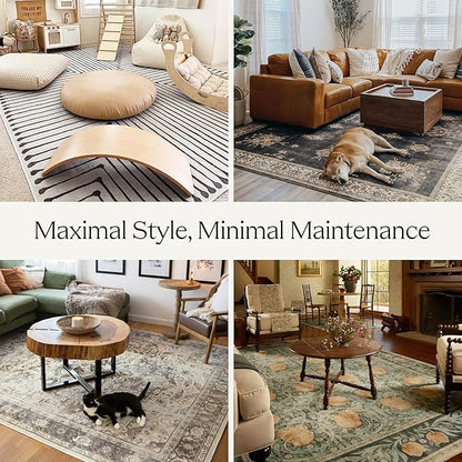 RUGGABLE x Jonathan Adler Machine Washable Modern Area Rug – Op Art Teal 2x3, Stain-Resistant, Non-Slip – Small Rugs for Living Room, Bedroom, Hallway, Entryway & Bathroom–with Cushioned Pad