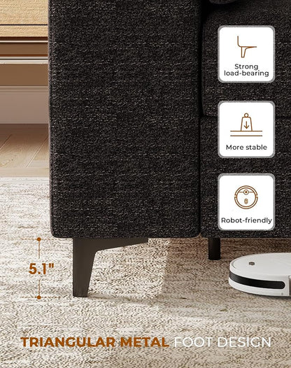 71.25" Modern Sofa Couch for Living Room, Deep Seat Sofas with 8” Cushion, Comfy 2-Seater Chenille Loveseat with Convertible Armrest, Removable Sofa Cover, High Leg (Dark Gray)