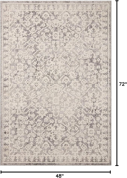 Loloi Magnolia Home by Joanna Gaines Gigi Collection GIG-01 Grey/Ivory 4'-0" x 6'-0" Accent Rug
