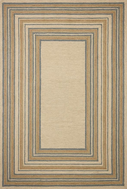 Loloi Chris Loves Julia Alfie Collection ALF-05 Natural/Multi 5'-0" x 7'-6" Area Rug Wool Neutral Living Bedroom Dining Carpet